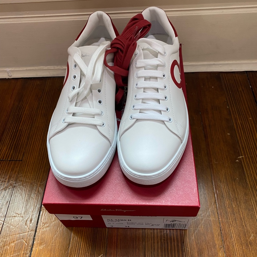 Salvatore Ferragamo Number Leather Sneaker Men's Size 9. - Picture 2 of 8
